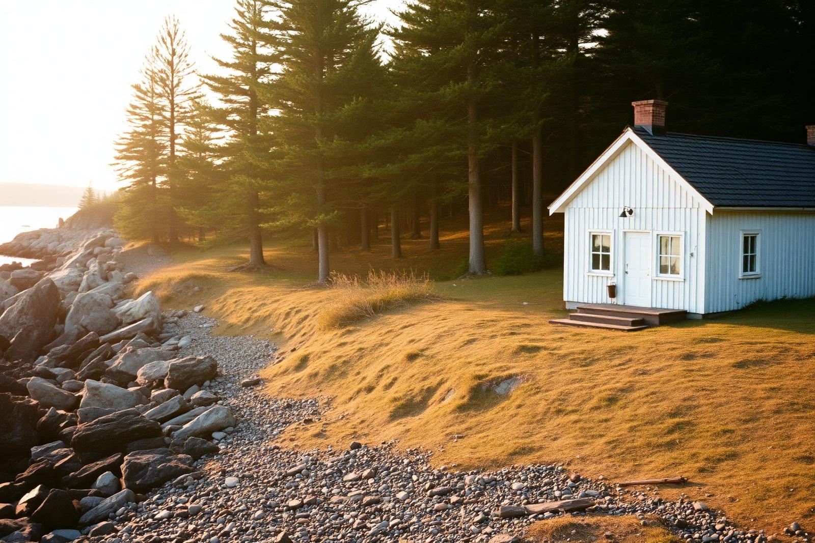 Vitt hus vid havet i Höga kusten